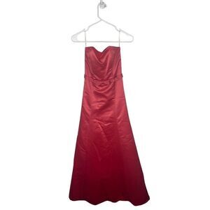 Gunne Sax Jessica McClintock Y2K Pink Bow‎ Tulle Long Formal Prom Dress Sz S 1/2